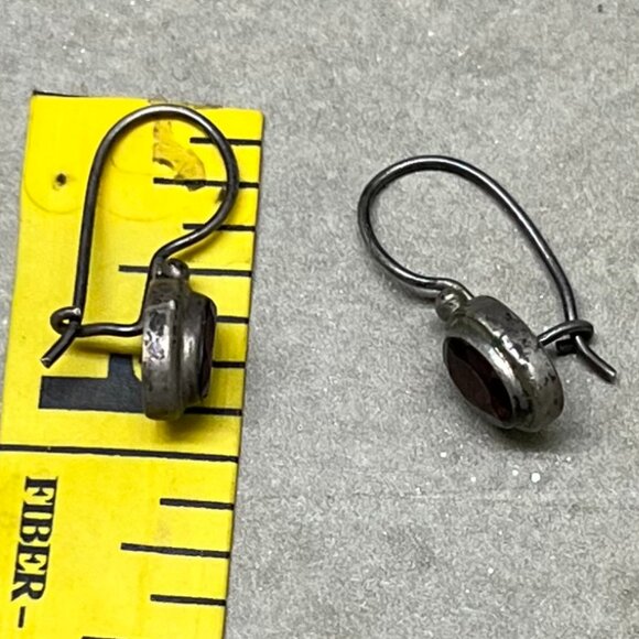 Vintage Garnet Drop Earrings & Garnet Toe or Pinky Ring Set - Picture 8 of 10